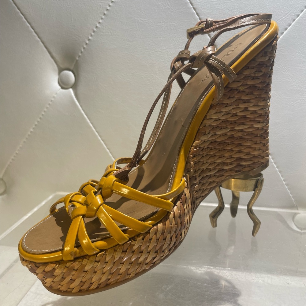 PRADA woven wedge strappy open toe sandals sz 39 made in Italy - Picture 6 of 15